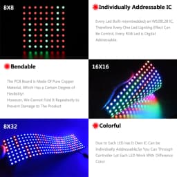 1-10Pcs WS2812B RGB Flexible 4X12 8X8 16x16 8x32 Pixel Led Panel Matrix Screen Module WS2812 Individually Addressable IC DC5V