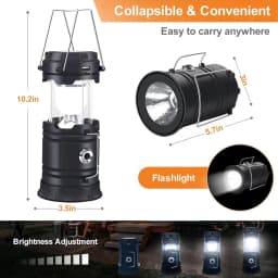 Solar Camping Lantern Collapsible LED Solar USB Rechargeable Lantern Flashlight Emergency Hanging Lights for Outdoor Camping