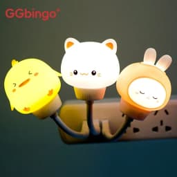 GGbingo Night Light USB/Remote Control LED Cute Cartoon Night Lamp Bear Kitten Light for Kid Bedroom Decor Bedside Lamp