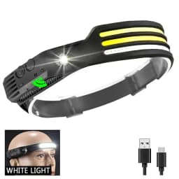 LED COB Induction Headlamp Built-in Battery Sensor Head Flashlight USB Rechargeable 5 Lighting Modes Waterproof Headlight