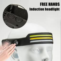 LED COB Induction Headlamp Built-in Battery Sensor Head Flashlight USB Rechargeable 5 Lighting Modes Waterproof Headlight