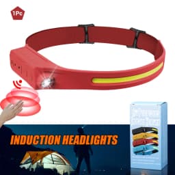LED COB Induction Headlamp Built-in Battery Sensor Head Flashlight USB Rechargeable 5 Lighting Modes Waterproof Headlight