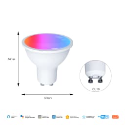 MOES  Matter WiFi GU10 Tuya Smart Bulb Dimmable Led Light 16 Million RGB C+W Colors Candle Lamp Voice Control Alexa Google Home