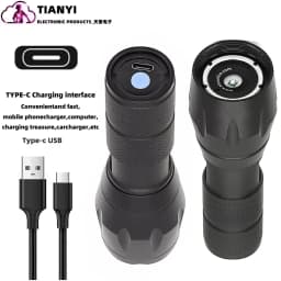 Type-c Rechargeable Red Light Flashlight,Tactical Torch,LED Red Hunting Light,1 Modes Hunting Lights Detector Night Observation