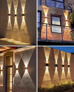 2 LED Solar Wall Lamp Waterproof Outdoor Solar Garden Decor Lights Up and Down Luminous Lighting for Street Balcony Garden Villa
