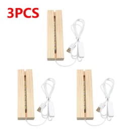 1-10PCS LED Wood Light Display Crystal Wooden Lighted Base Stand Acrylic Light Plate Base USB Wooden Base for Resin Art Light