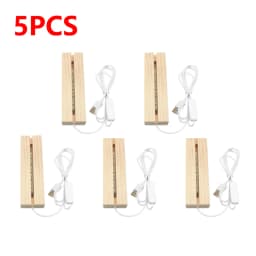 1-10PCS LED Wood Light Display Crystal Wooden Lighted Base Stand Acrylic Light Plate Base USB Wooden Base for Resin Art Light