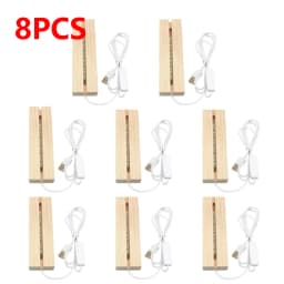 1-10PCS LED Wood Light Display Crystal Wooden Lighted Base Stand Acrylic Light Plate Base USB Wooden Base for Resin Art Light