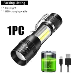 1-5PCS Mini LED Flashlight Zoom Torch COB+XPE Lamp Built-in Battery Lamp Outdoor Waterproof Emergency Pocket Light With Pen Clip