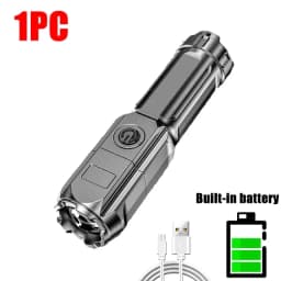 Powerful LED Flashlight USB Rechargeable Torch Portable Zoomable Camping Light 3 Lighting Modes For Outdoor Hiking Emergency