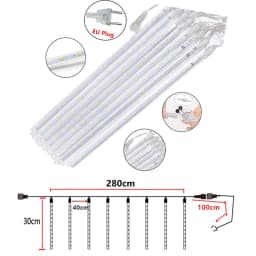 Outdoor  Meteor Shower Christmas Lights 10 Tubes 192 Led Hanging String Lights for Garden Tree Holiday Party Decoation Lamp