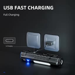 WARSUN Outdoor 2000 Lm Emergency Small Portable Tactical Type C Rechargeable Torch COB LED Flashlight with Magnet