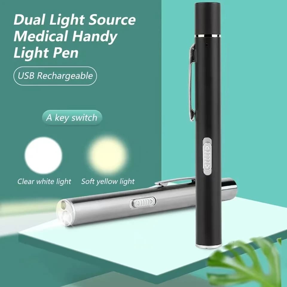 USB Rechargeable Medical Handy Pen Light Mini Nursing Flashlight LED Torch Lamp With Stainless Steel Clip Pocket Led Flashlight