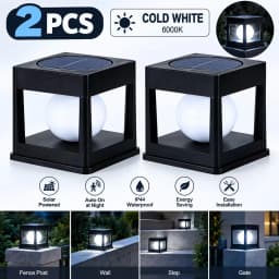 Solar Post Light Outdoor Post Caps Lights Solar Fence Post Lamp Pillar Lamps Waterproof for Wooden Posts Patio Camping Dec