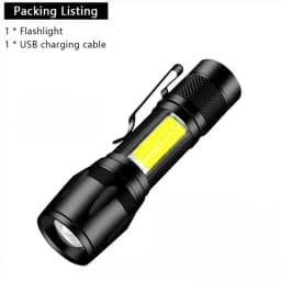 USB Rechargeable Mini Flashlight COB+XPE Portable Built-in Battery Zoomable Small Torch 3 Mode Camping Emergency Flashlights