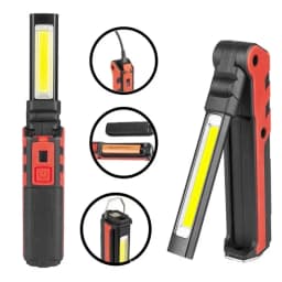 Dimmable COB LED Work Light USB Rechargeable Folding Flashlight Inspection Lamp with Magnetic Hook Power Bank