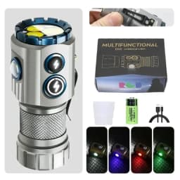 Powerful 2000LM EDC Flashlight Type-c Rechargeable Portable LED Torch RGB Side Lamp with Tail Magnet For Camping Hiking Lantern