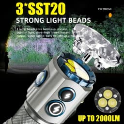 Powerful 2000LM EDC Flashlight Type-c Rechargeable Portable LED Torch RGB Side Lamp with Tail Magnet For Camping Hiking Lantern