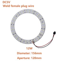 DC 5V LED Light Beads Bulb Light Source SMD 2835 Ring Board LED Chip 10W 12W with SM Female Line White/ Warm Light