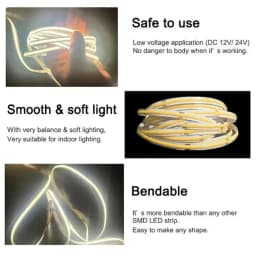 COB LED Strip Light High Density Linear Lighting 320Leds/m Flexible Tape Warm Natural White Red Blue Green DC12 24V LED Strip