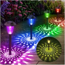 Solar Pathway Lights Outdoor Solar Yard Lamp RGB Color Changing/Warm White IP67 Waterproof LED Solar Lights for Garden Path