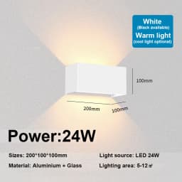 Nordic Modern Wall Light 12W 24W IP65 Waterproof LED Lamps Indoor Outdoor Wall Sconce Living Room Porch Bedroom Wall Lamp