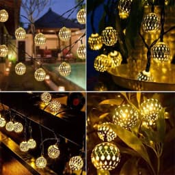 1pc Moroccan Ball Solar String Lights 20/30 LED Outdoor String Lights For Bedroom Garden Wedding Holiday Party Festival Decor