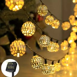 1pc Moroccan Ball Solar String Lights 20/30 LED Outdoor String Lights For Bedroom Garden Wedding Holiday Party Festival Decor