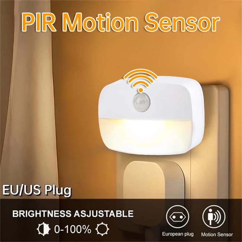 LED Night Light EU US Plug In Smart Motion Sensor Light 220V Wall Lamp For Home Aisle Hallway Stair Kitchen Bedroom Night Lamp