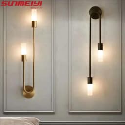LED Golden Black Light Luxury Wall Lamp Living Room Nordic Modern Minimalist Creative Background Wall Corridor Bedroom Bedside
