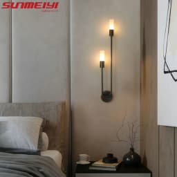 LED Golden Black Light Luxury Wall Lamp Living Room Nordic Modern Minimalist Creative Background Wall Corridor Bedroom Bedside