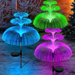 1PC Outdoor Solar Garden Lights 7 Colors Variable Solar Stake Jellyfish Reed Lights Solar Outdoor Color Changing Lights
