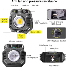 LiitoKala LF-786 Work Lights+26650 5000mAh Battery Rechargeable 2700-8000K Temperature Sensitive Magnetic Work Light 360° Rotata