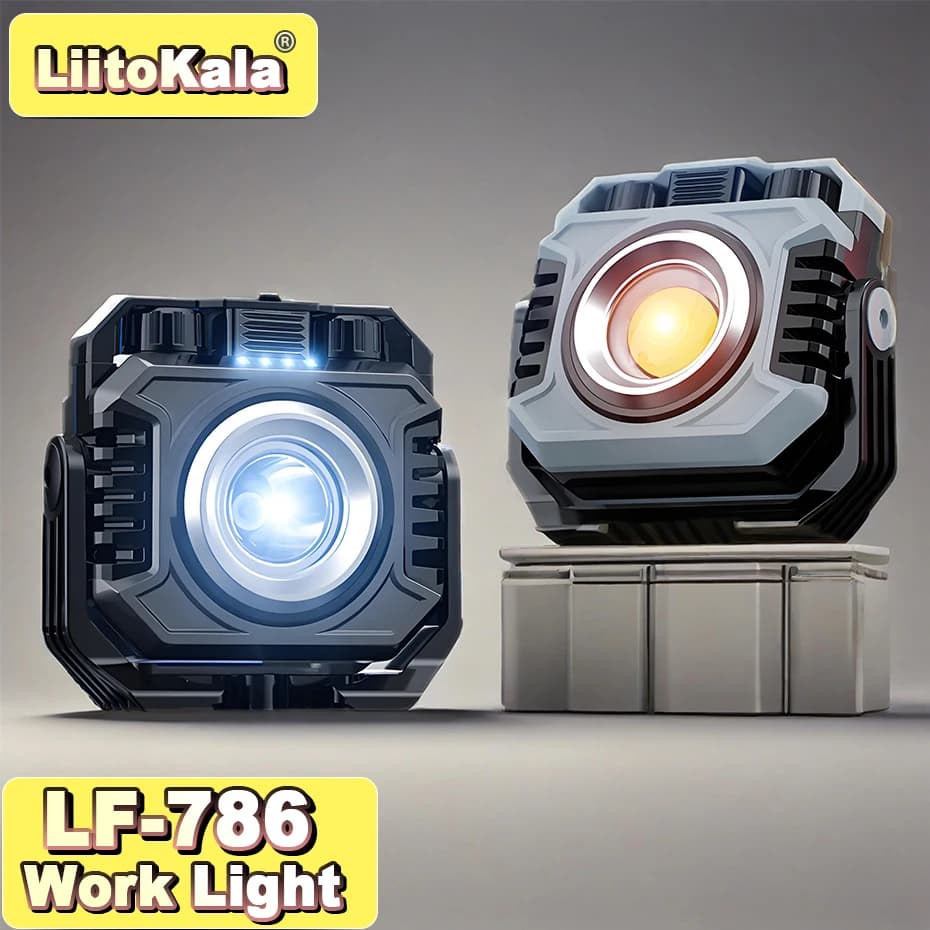 LiitoKala LF-786 Work Lights+26650 5000mAh Battery Rechargeable 2700-8000K Temperature Sensitive Magnetic Work Light 360° Rotata