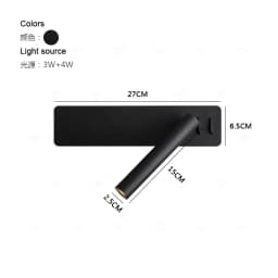 White Nordic LED Bedside Wall Lamp Adjustable Rotatable Angle With Switch Bedroom Reading Light Living Room Study Wall Sconce