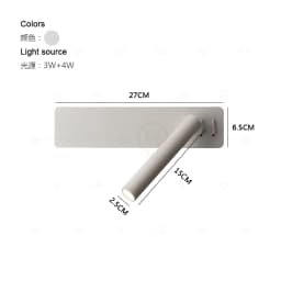 White Nordic LED Bedside Wall Lamp Adjustable Rotatable Angle With Switch Bedroom Reading Light Living Room Study Wall Sconce