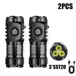 Super Bright Mini 3LED Flashlight With Pen Clip And Tail Magnet,Builtin Battery USB Charge Outdoor Portable Torch Emergency Lamp