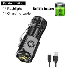 Super Bright Mini 3LED Flashlight With Pen Clip And Tail Magnet,Builtin Battery USB Charge Outdoor Portable Torch Emergency Lamp