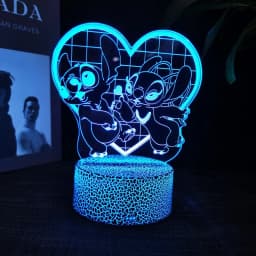 Ange & stitch 3D night light with colour changing acrylic rgb led gadget light for kids room decoration, gift for boys and girls