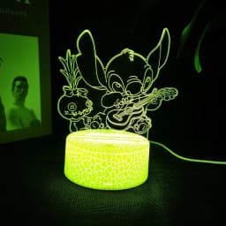Ange & stitch 3D night light with colour changing acrylic rgb led gadget light for kids room decoration, gift for boys and girls
