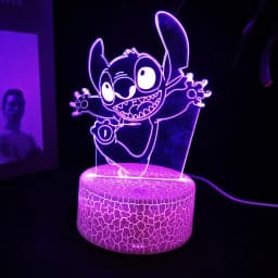 Ange & stitch 3D night light with colour changing acrylic rgb led gadget light for kids room decoration, gift for boys and girls