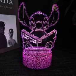 Ange & stitch 3D night light with colour changing acrylic rgb led gadget light for kids room decoration, gift for boys and girls