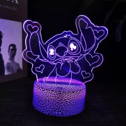 Ange & stitch 3D night light with colour changing acrylic rgb led gadget light for kids room decoration, gift for boys and girls