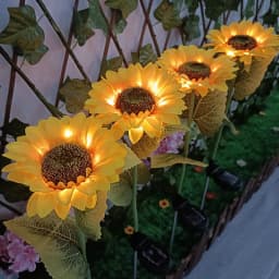 LED Solar Sunflower Outdoor Lawn Light IP65 Waterproof Pathway Yard Wedding Holiday Garden Decoration Solar Flowers Lamp