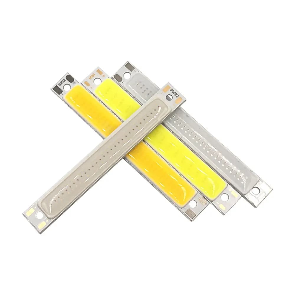 10pcs 60x8mm 2V 3V LED COB Light 3.7V Chip On Board Light Bar Warm Cold White Blue Red Color 1W 3W LED Lighting Work Lamp DIY