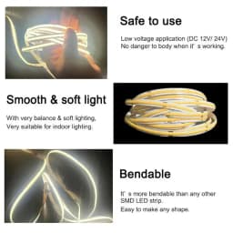 COB LED Strip Lights 320 LEDs/m High Density Flexible Dimmable FCOB Led Tape Colorful Rope Lighting DC12V 24V Red Green Blue