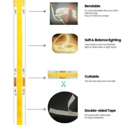 COB LED Strip Lights 320 LEDs/m High Density Flexible Dimmable FCOB Led Tape Colorful Rope Lighting DC12V 24V Red Green Blue