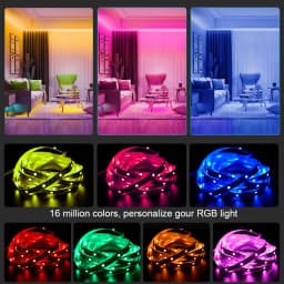 (EU Plug) LED Strip Light RGB Music Sync Color Changing Sensitive Built-in Mic, App LED Lights DC12V Flexible