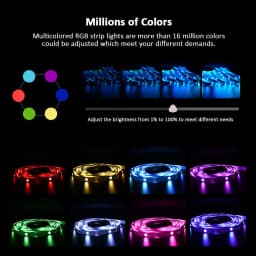 (EU Plug) LED Strip Light RGB Music Sync Color Changing Sensitive Built-in Mic, App LED Lights DC12V Flexible