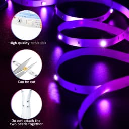 (EU Plug) LED Strip Light RGB Music Sync Color Changing Sensitive Built-in Mic, App LED Lights DC12V Flexible